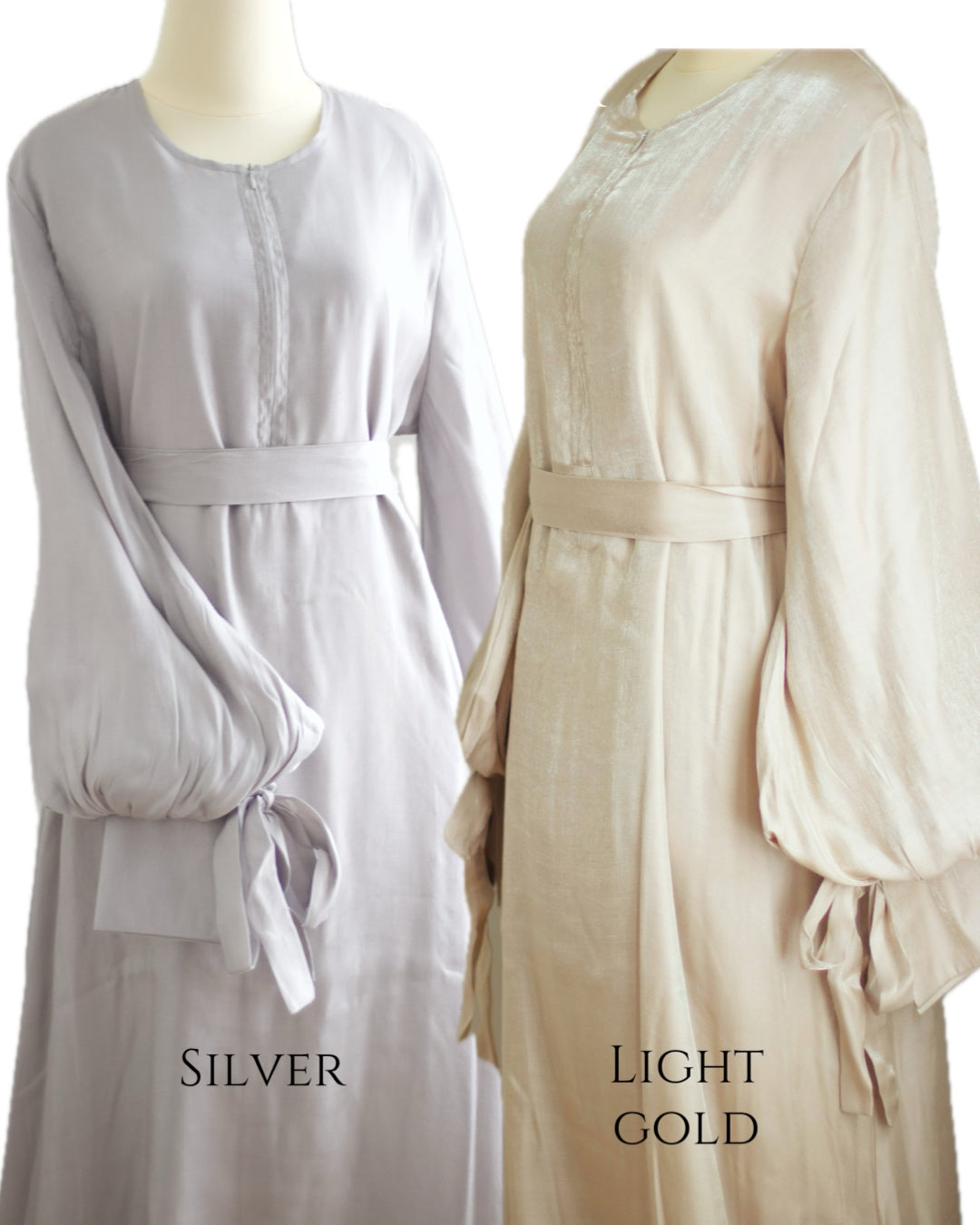 Shimmer puffed sleeve dress