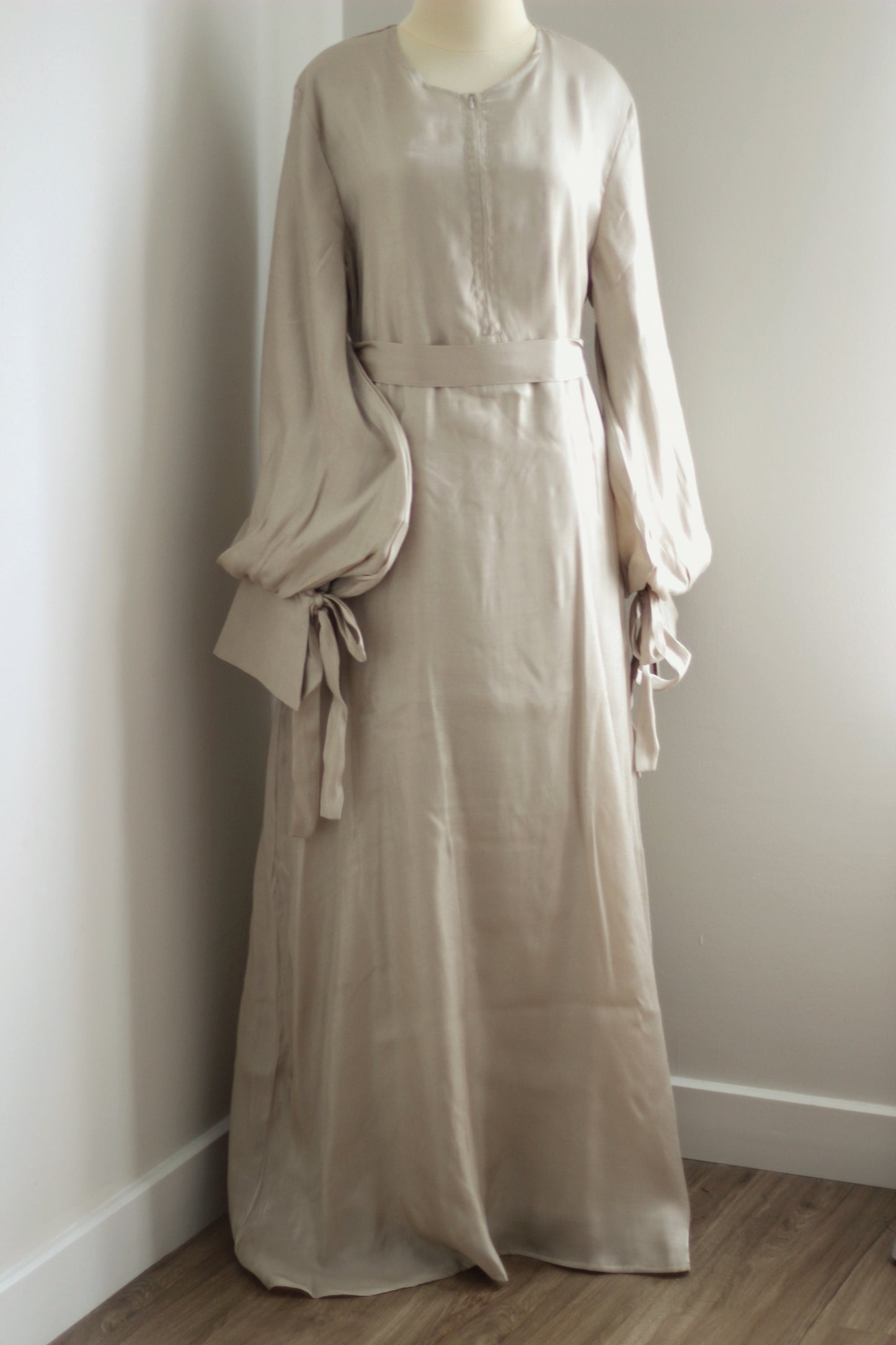Shimmer puffed sleeve dress