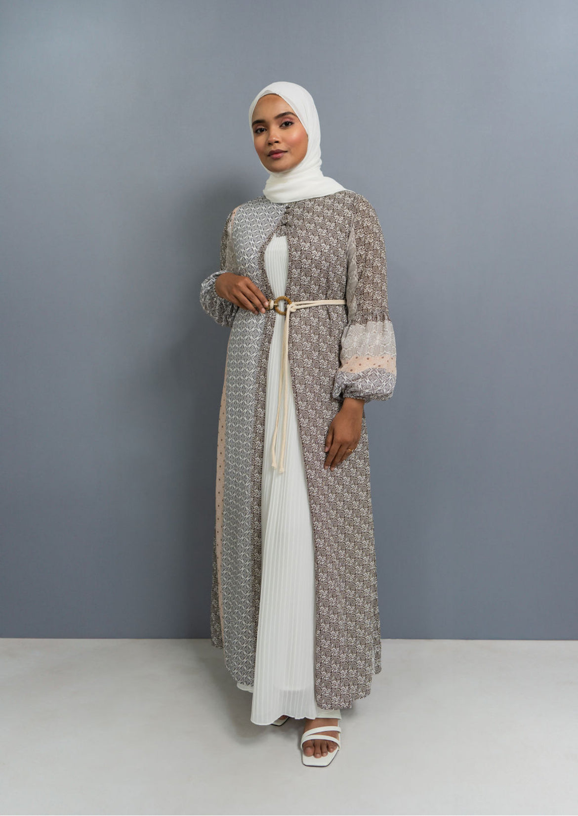 Khaireen - belted two piece dress with shawl