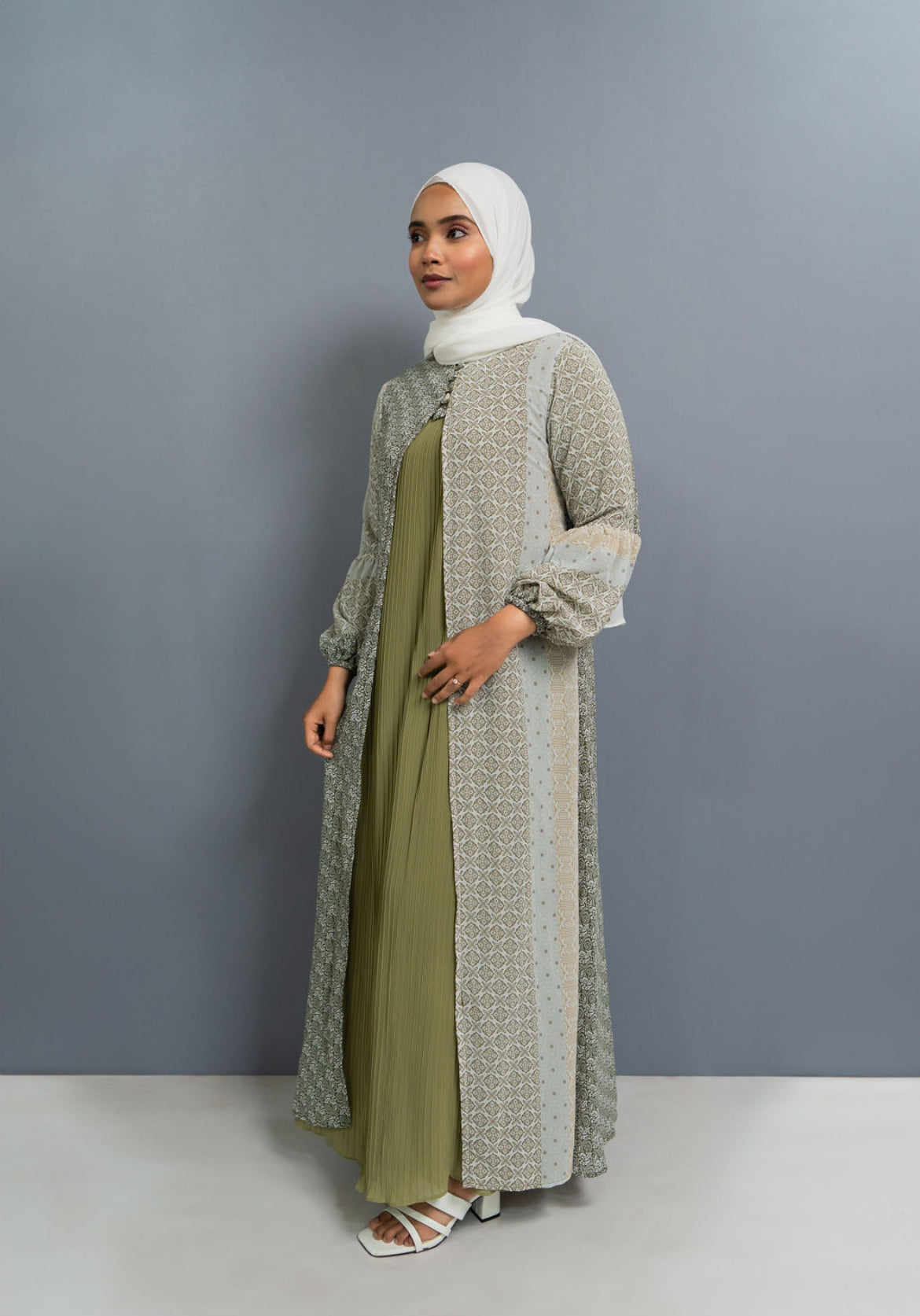 Khaireen - belted two piece dress with shawl