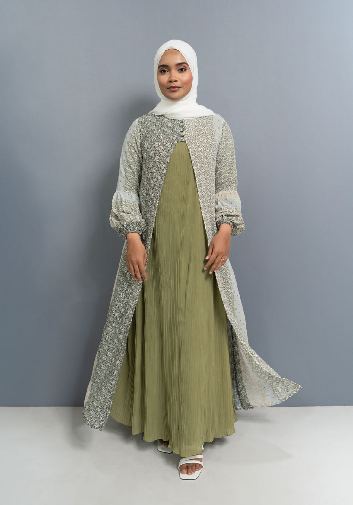 Khaireen - belted two piece dress with shawl