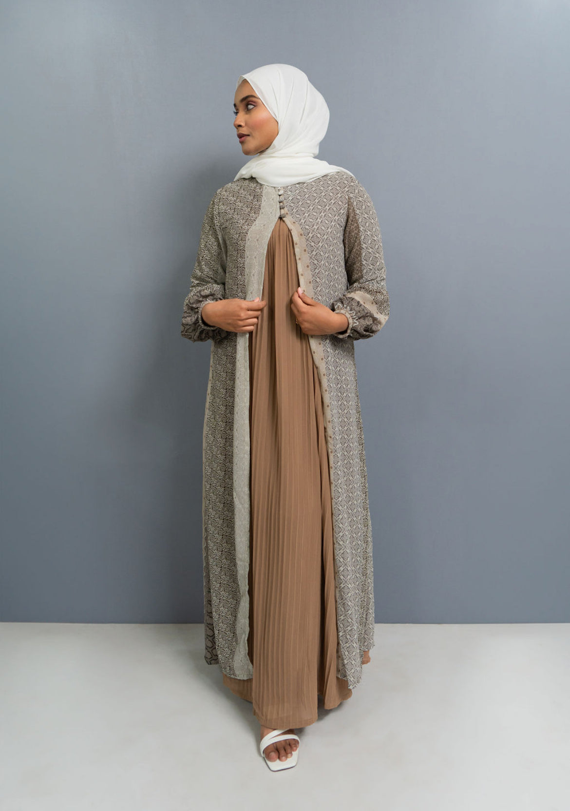 Khaireen - belted two piece dress with shawl