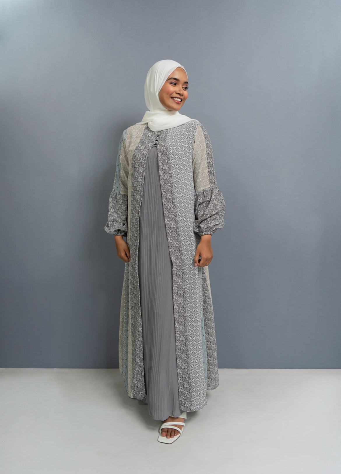 Khaireen - belted two piece dress with shawl